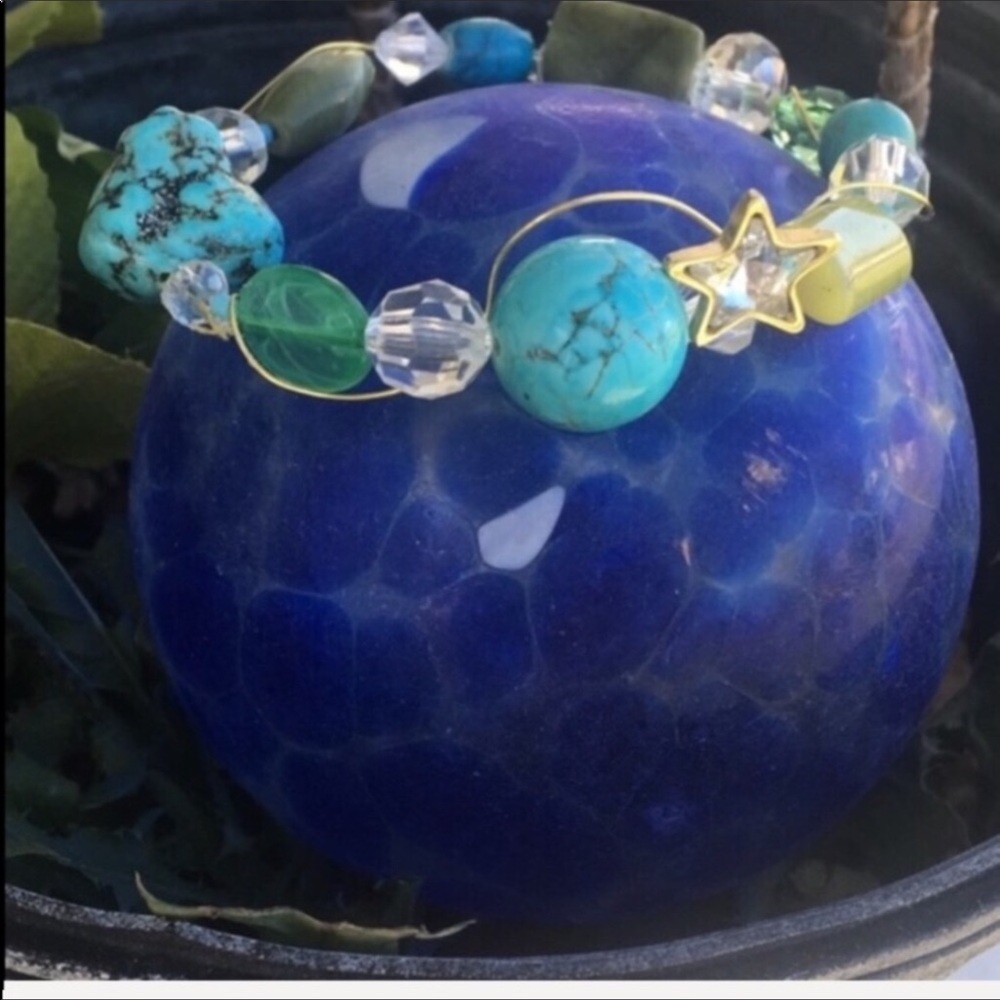 Rock turquoise star charm bracelet